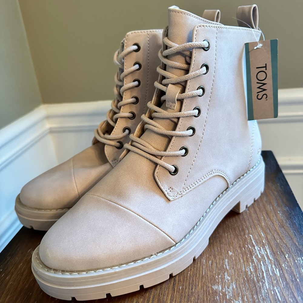 Brand new Toms combat boots. Women’s size 7.5. Taupe color.